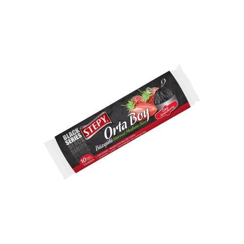 STEPY BÜZGÜLÜ ORTA BOY ÇİLEK KOKULU ÇÖP TORBASI 10LU